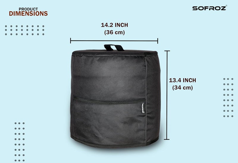 SOFROZ SOFROZ 6 Ltr Pressure Cooker Nylon Cover with Storage Pockets Waterproof Dustproof Kitchen Appliance Cover for Instant Pot CrockPot Ninja Foodi Storage Organizer with Pouches Black 36x34 cm  - Image 3