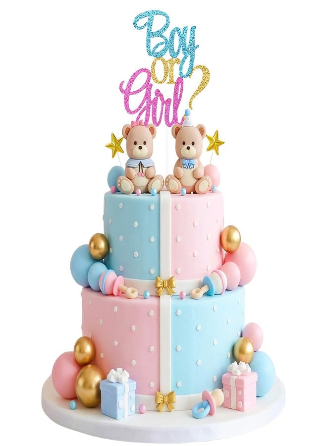 Knana 25Pcs Gender Reveal Cake Toppers Gender Reveal Cake Decorations with Bear Cake Topper for Baby Shower Birthday Party Supplies - Image 1