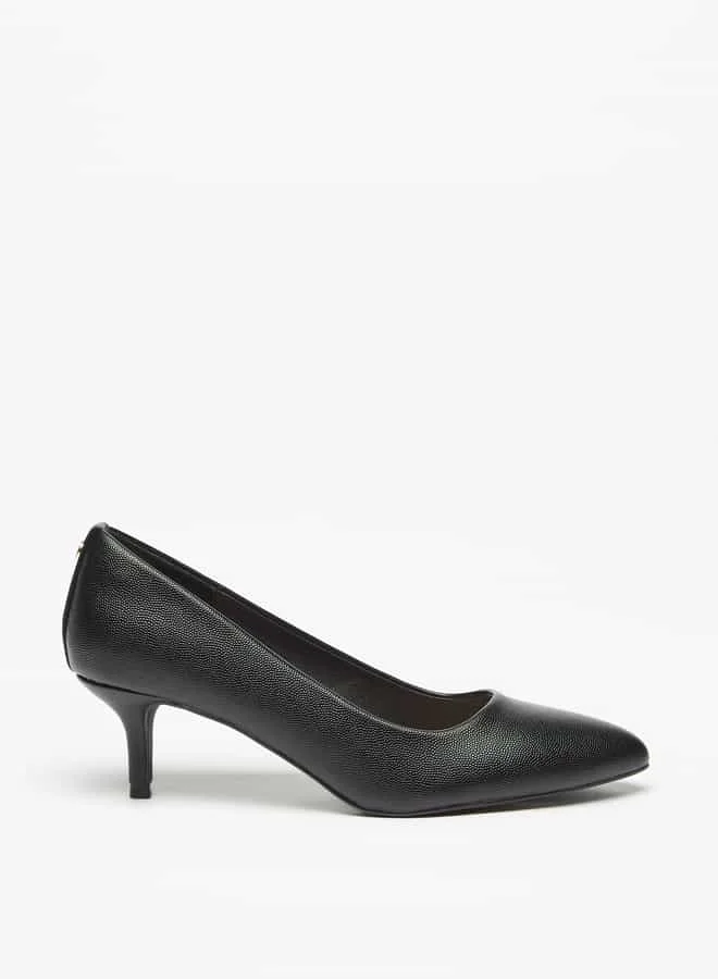 Flora Bella By Shoexpress Women Textured Slip-On Pumps with Kitten Heels