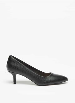 Flora Bella By Shoexpress Women Textured Slip-On Pumps with Kitten Heels  - Image 3