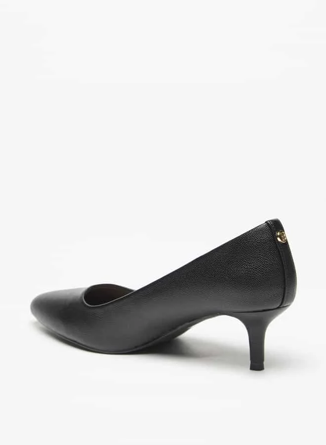 Flora Bella By Shoexpress Women Textured Slip-On Pumps with Kitten Heels