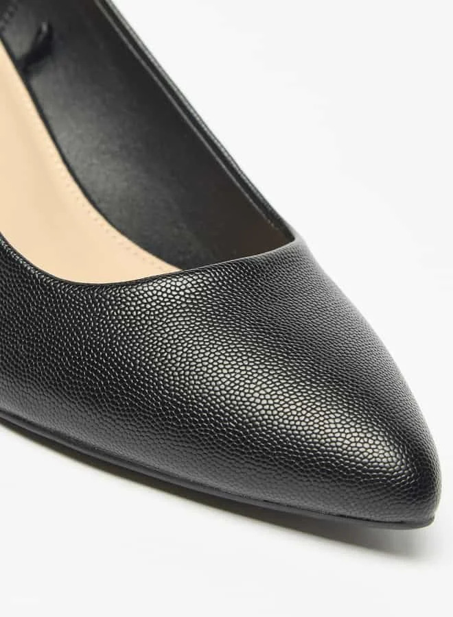 Flora Bella By Shoexpress Women Textured Slip-On Pumps with Kitten Heels