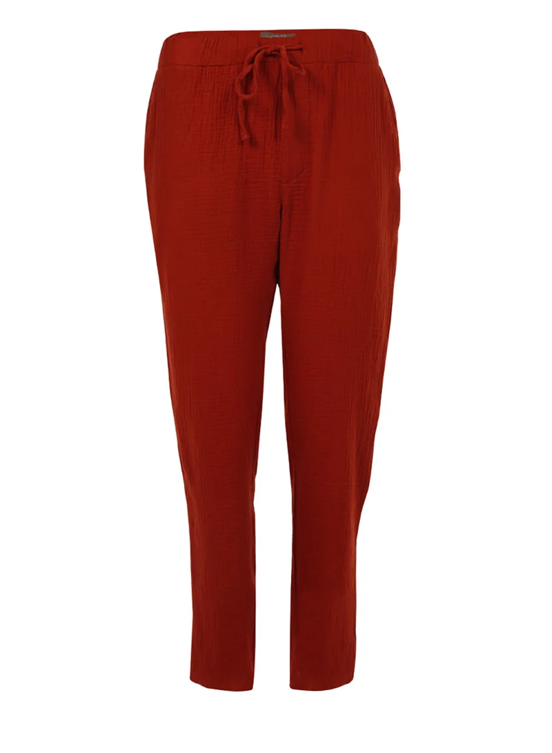 London Rag Burgundy Drawstring Narrow Bottom Summer Pants.