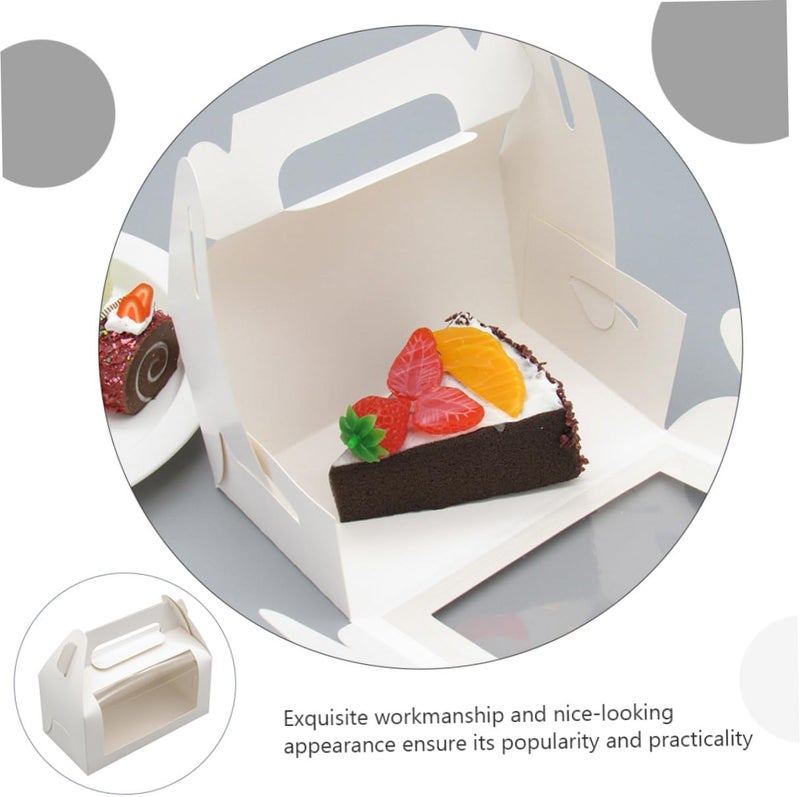 10 Pcs Handheld Cake Boxes 17.2×9×8.5cm White Cardboard Pvc Window Dessert Packaging Boxes for Toast Bread Baking Food Storage - Image 3