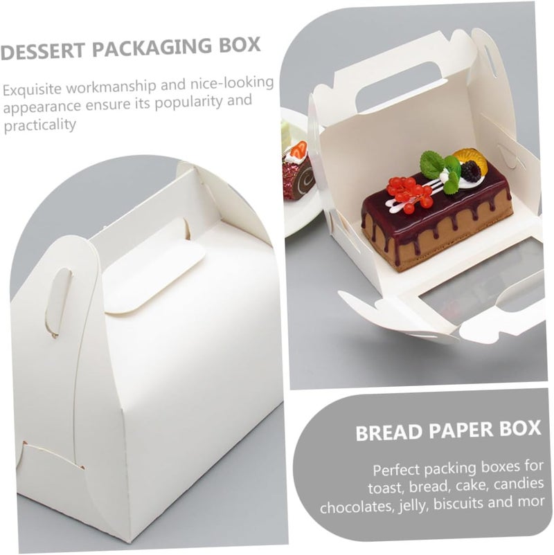 10 Pcs Handheld Cake Boxes 17.2×9×8.5cm White Cardboard Pvc Window Dessert Packaging Boxes for Toast Bread Baking Food Storage - Image 5