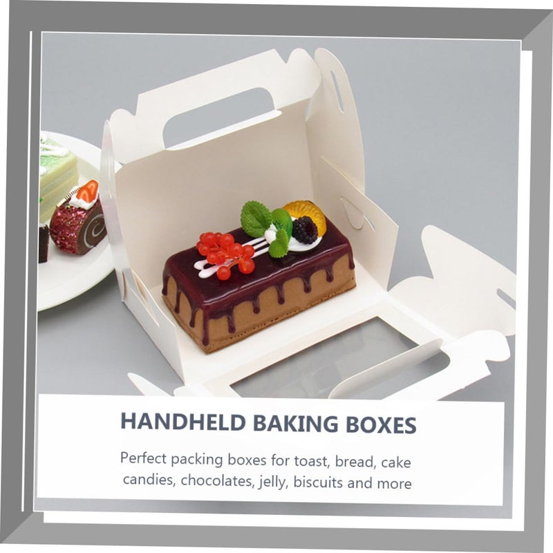 10 Pcs Handheld Cake Boxes 17.2×9×8.5cm White Cardboard Pvc Window Dessert Packaging Boxes for Toast Bread Baking Food Storage - Image 4