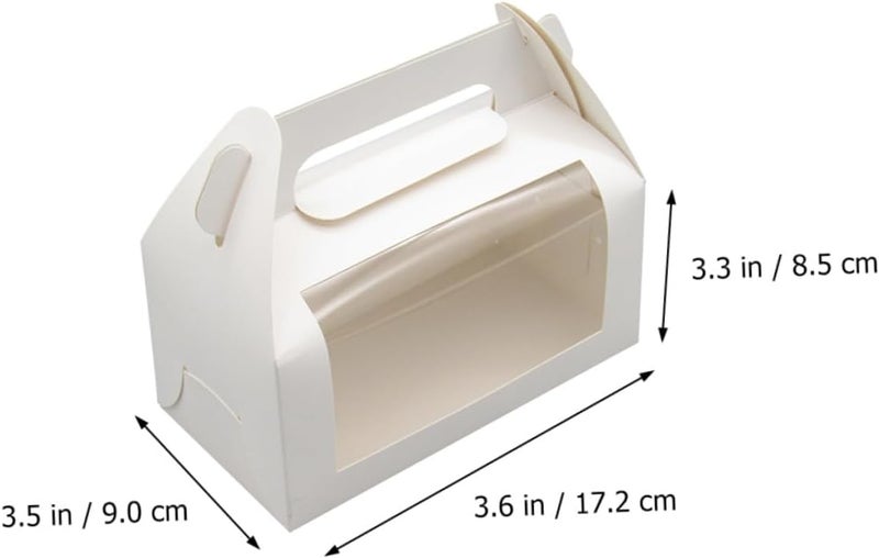 10 Pcs Handheld Cake Boxes 17.2×9×8.5cm White Cardboard Pvc Window Dessert Packaging Boxes for Toast Bread Baking Food Storage - Image 2