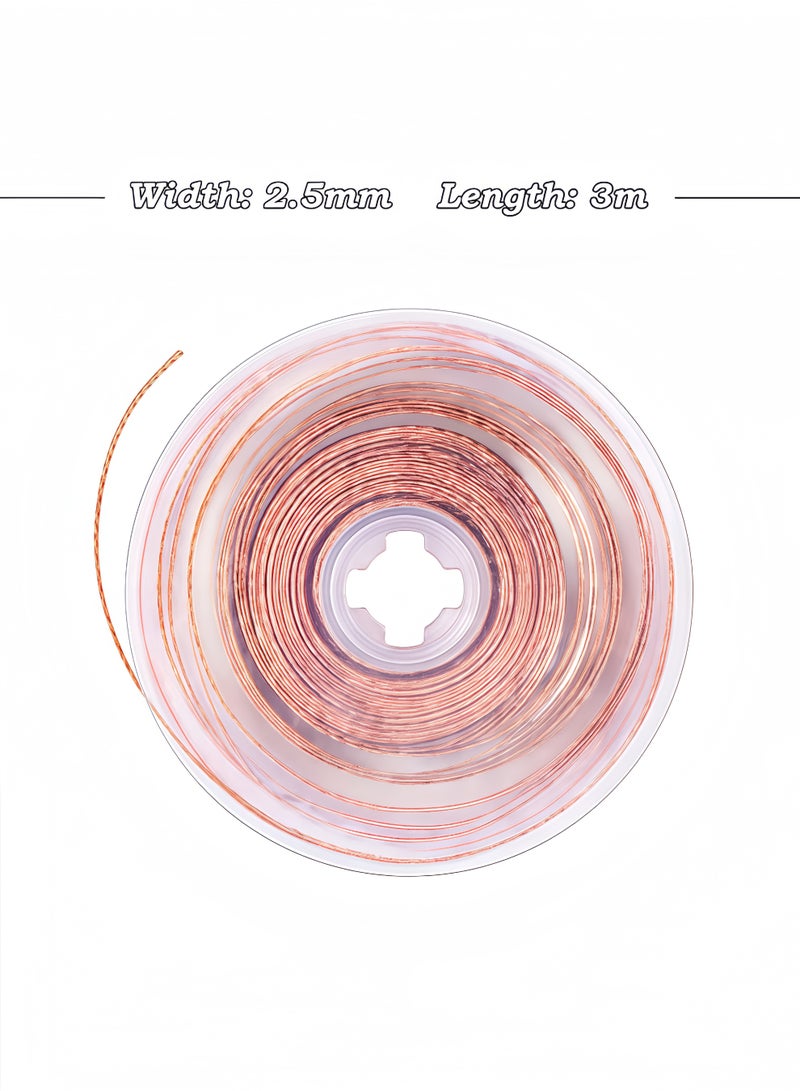 Peachjoy عبوة 2 من شريط اللحام بطول 19.6 قدم، شريط لحام مضفر بدون تنظيف لإزالة اللحام، عرض 0.1 بوصة وطول 3 متر لكل واحدة - Image 2