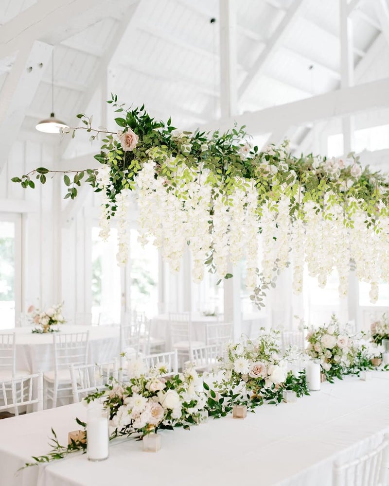INSUNSIX 12Pack Wisteria Hanging Artificial Flowers 3.6ft Wisteria Silk Flowers Garland Fake Bushy Vine Faux Ratta String for Wedding Arch Party Garden Greenery Home Wall Backdrop Decor (Milk White) - Image 3