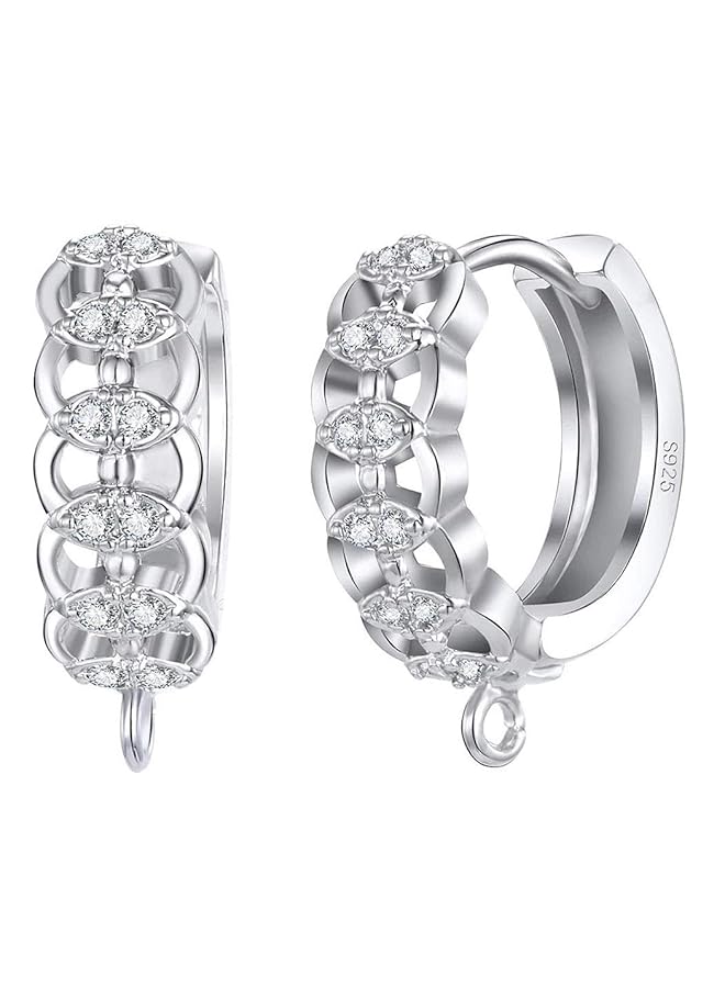 إيروريكس قرط نسائي من الفضة الإسترلينية عيار 925 مرصع بكريستال الزركونيا مضاد للحساسية وخالٍ من النيكل 002 - Image 1