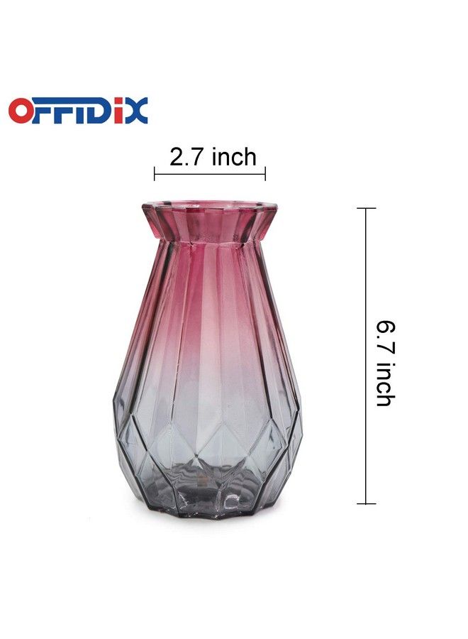 OFFIDIX Glass Vase Gradient Multicolor With Geometric Faceted Design Floral Vase For Weddings Events Decorating Arrangements Flowers Office Or Home Decor - Image 3