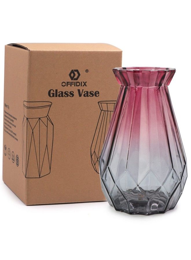 OFFIDIX Glass Vase Gradient Multicolor With Geometric Faceted Design Floral Vase For Weddings Events Decorating Arrangements Flowers Office Or Home Decor - Image 4