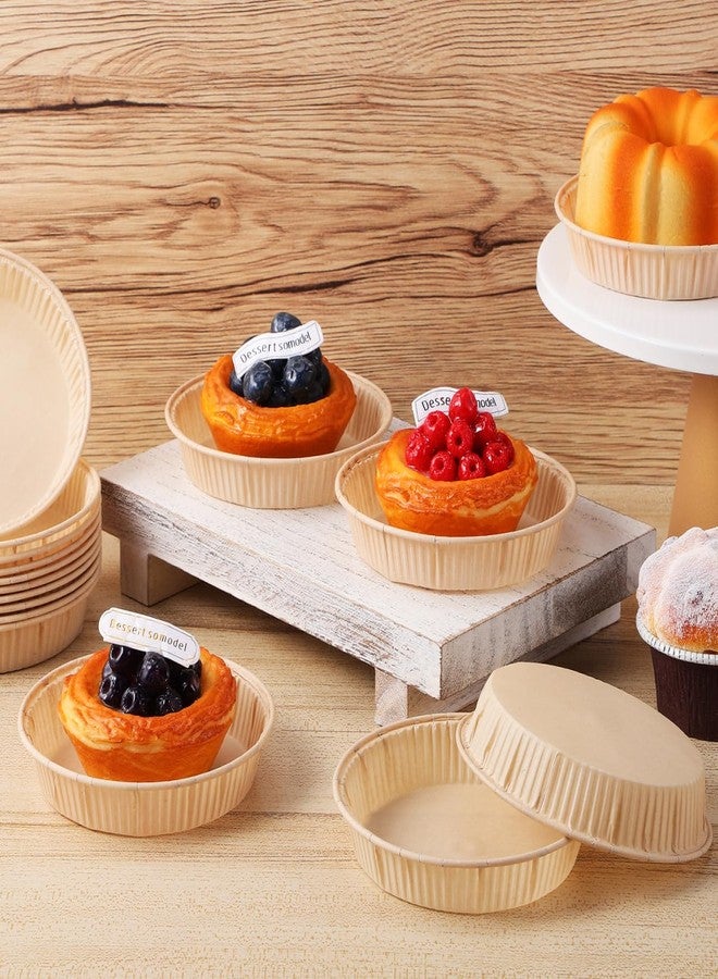 HAKIDZEL 100 Pcs Baking Cake Paper Mold Cookie Molds Mini Baking Cups Mini Muffin Paper Dessert Cup Tart Shells Mold Disposable Pie Pans Quiche Pan Baking Trays Round Tart Pans Non Stick - Image 5