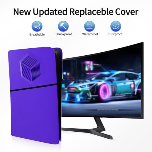 XinGeeek Faceplate Cover for PS5 Slim Digital Edition Faceplates with Cooling Vents Hard Shockproof Face Plate Cover Anti-Scratch Dustproof Protective ABS Case (Purple) - Image 5