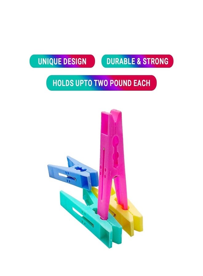 DECOFOLD Big Size Multicolour Cloth Clips for Drying Clothes/Plastic Hanging Pegs/Pins with Storage Box (24 Pcs) - Image 4