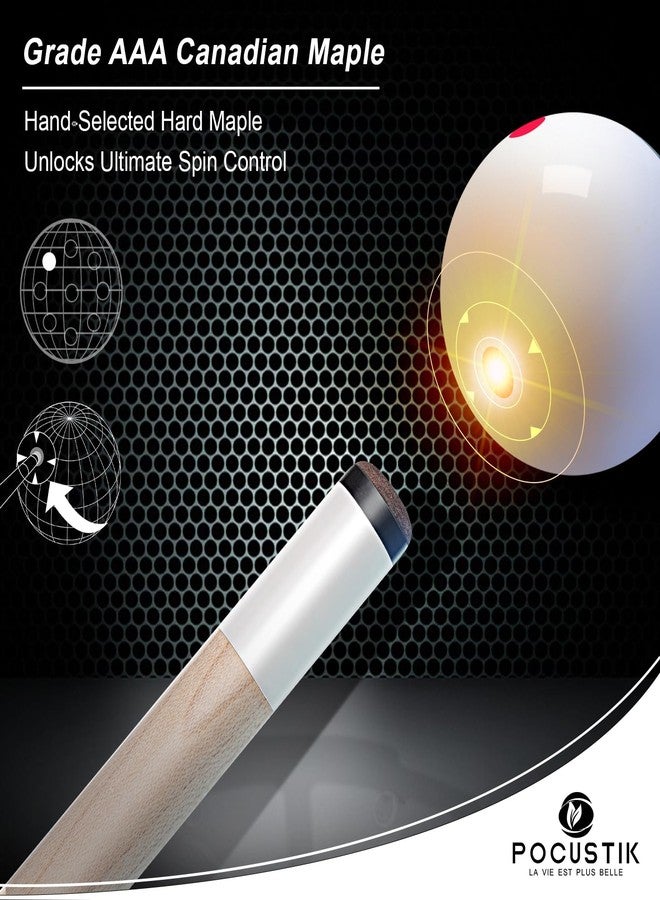 POCUSTIK Store POCUSTIK 58" 2-Piece Pool Cues Set of 4, Ergonomic Grip, Canadian Maple - Image 5