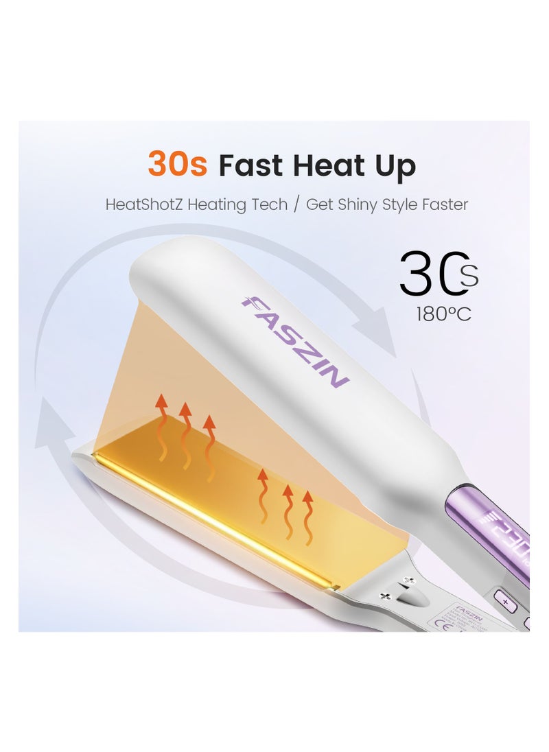 Faszin Professional Hair Straightener 42MM Wide-Plate Titanium Negative Ion Flat Iron 30s Rapid Heating LED Real-Time Temp Display Wide Voltage 10 Adjustable Temperature Levels (130°C-230°C)  - Image 5