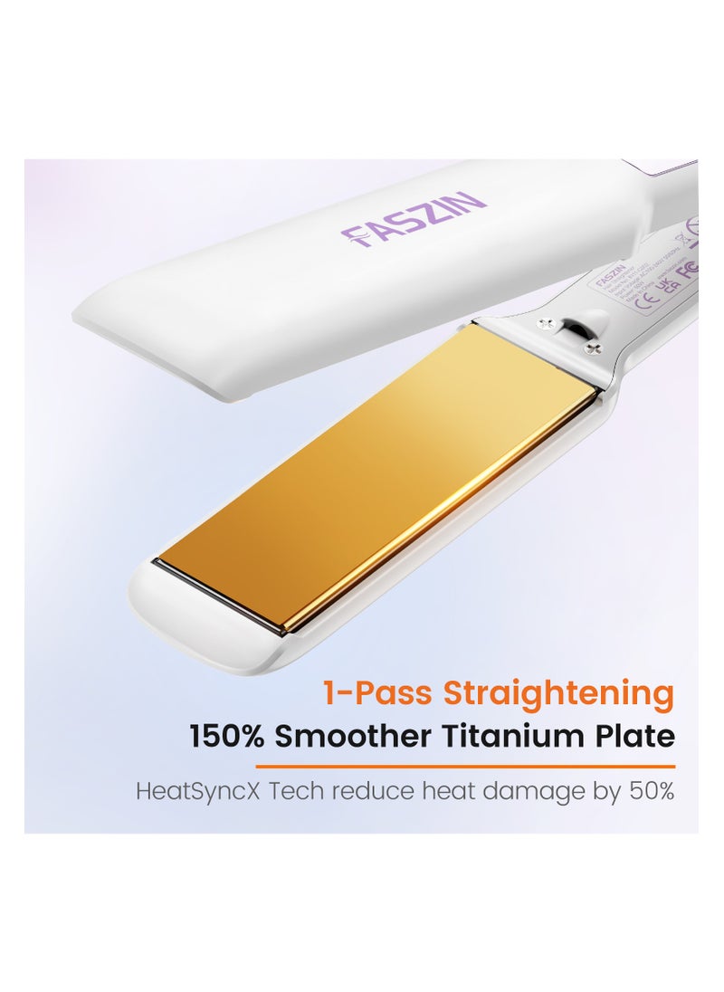 Faszin Professional Hair Straightener 42MM Wide-Plate Titanium Negative Ion Flat Iron 30s Rapid Heating LED Real-Time Temp Display Wide Voltage 10 Adjustable Temperature Levels (130°C-230°C)  - Image 4