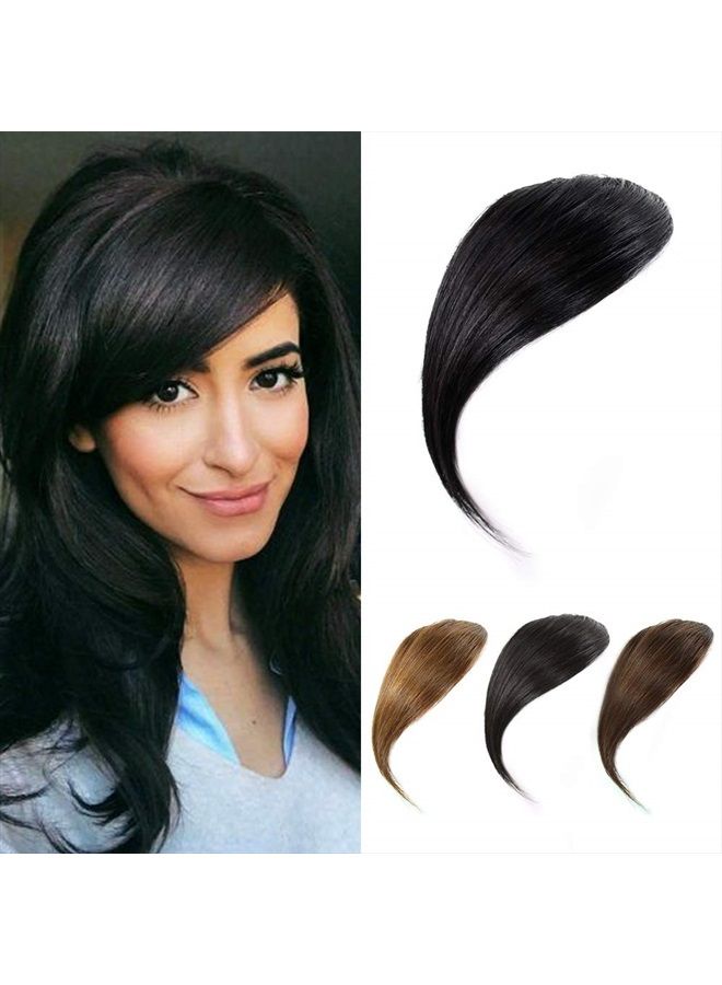 DSOAR Side Bangs Clip in Bangs Real Human Hair Bang Natural Clip on Side Bang Straight Fringe Hair Extension(Jet Black) - Image 1