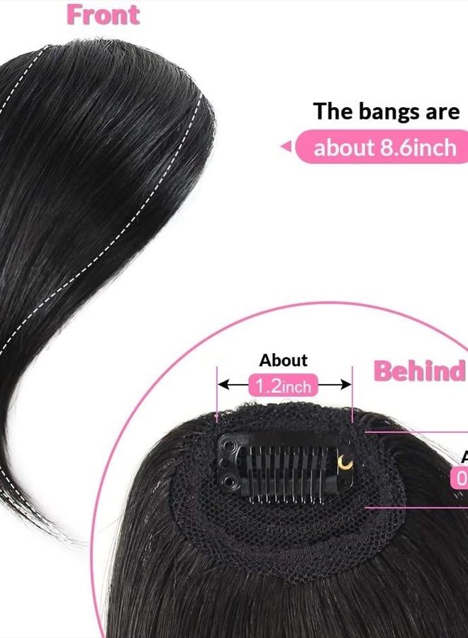 DSOAR Side Bangs Clip in Bangs Real Human Hair Bang Natural Clip on Side Bang Straight Fringe Hair Extension(Jet Black) - Image 2
