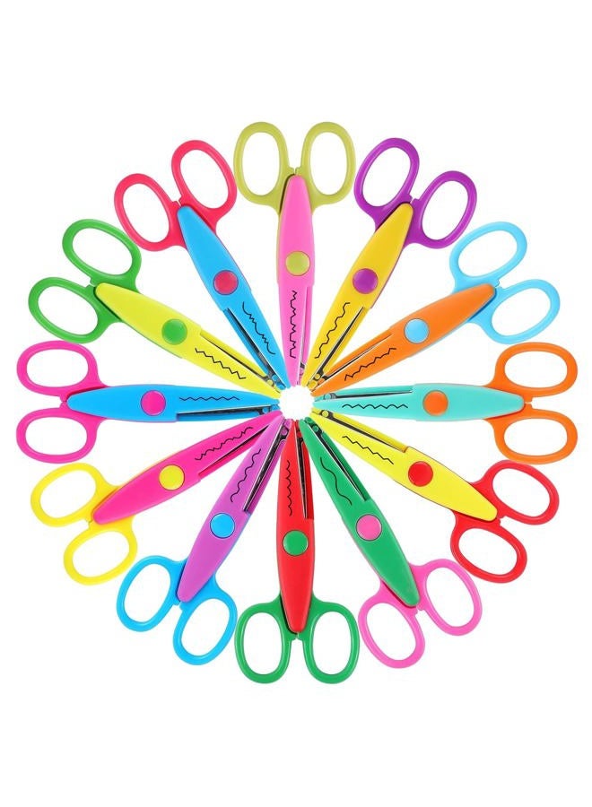 amassan 12 Pack Craft Scissors Decorative Edge, 5 Inch Safety Scissors, Colorful Zig Zag Scissors, Assorted Paper Edger Pattern Scissors for Office, School, Scrapbook - Image 1