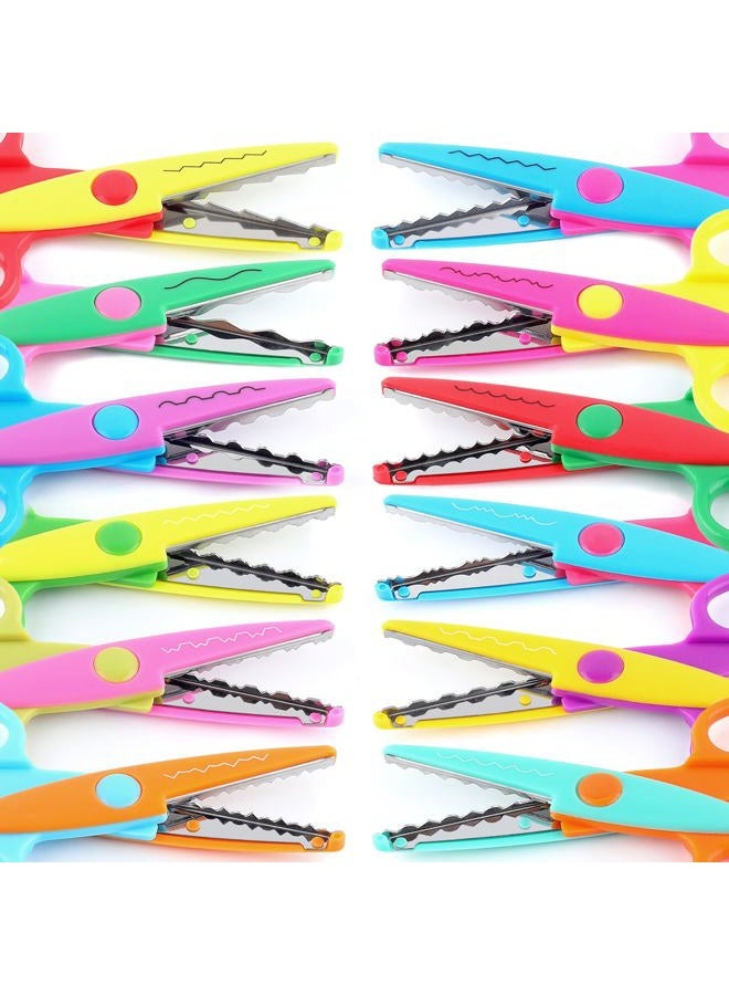 amassan 12 Pack Craft Scissors Decorative Edge, 5 Inch Safety Scissors, Colorful Zig Zag Scissors, Assorted Paper Edger Pattern Scissors for Office, School, Scrapbook - Image 3