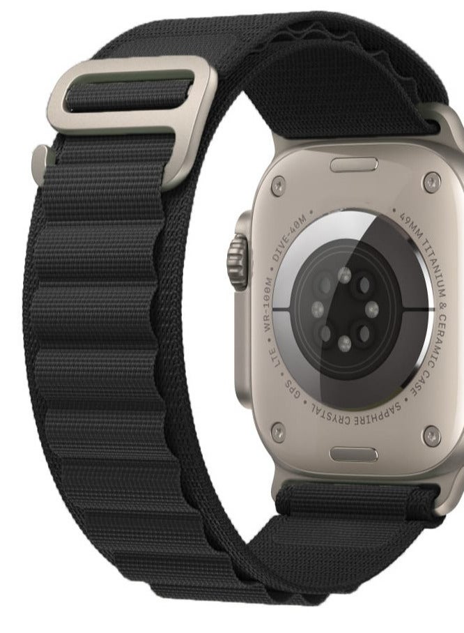 سوار ساعة ابل الجديد من النايلون القوي يدعم مقاسات 42 لون أسود - Image 1