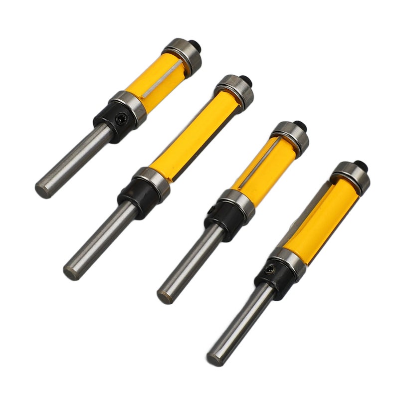 4 Pcs Flush Trim Router Bit Set 2 Flutes 1/4 Inch Shank 1/2in Cut Diameter Top and Bottom Bearing Flush Trim Bits - Image 3