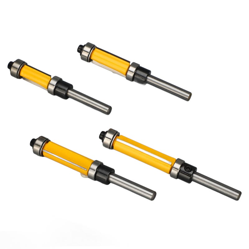 4 Pcs Flush Trim Router Bit Set 2 Flutes 1/4 Inch Shank 1/2in Cut Diameter Top and Bottom Bearing Flush Trim Bits - Image 2