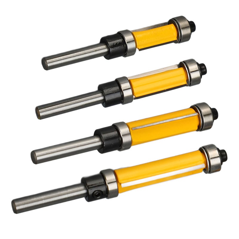 4 Pcs Flush Trim Router Bit Set 2 Flutes 1/4 Inch Shank 1/2in Cut Diameter Top and Bottom Bearing Flush Trim Bits - Image 5