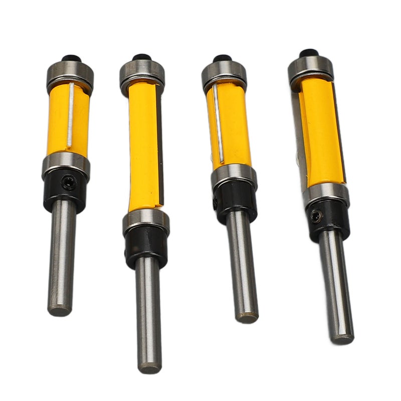 4 Pcs Flush Trim Router Bit Set 2 Flutes 1/4 Inch Shank 1/2in Cut Diameter Top and Bottom Bearing Flush Trim Bits - Image 4