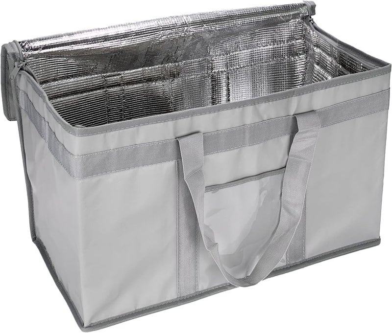 Yalin XXXL Large Insulated Cooler Bag, Styrofoam Cooler of Keep Food Hot or Cold, Reusable Double Zipper Food Delivery Bag for Grocery Shopping, 23" W x 15" H x 14" D (Grey, XXL (Pro)) - Image 2