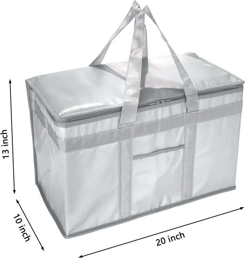 Yalin XXXL Large Insulated Cooler Bag, Styrofoam Cooler of Keep Food Hot or Cold, Reusable Double Zipper Food Delivery Bag for Grocery Shopping, 23" W x 15" H x 14" D (Grey, XXL (Pro)) - Image 5