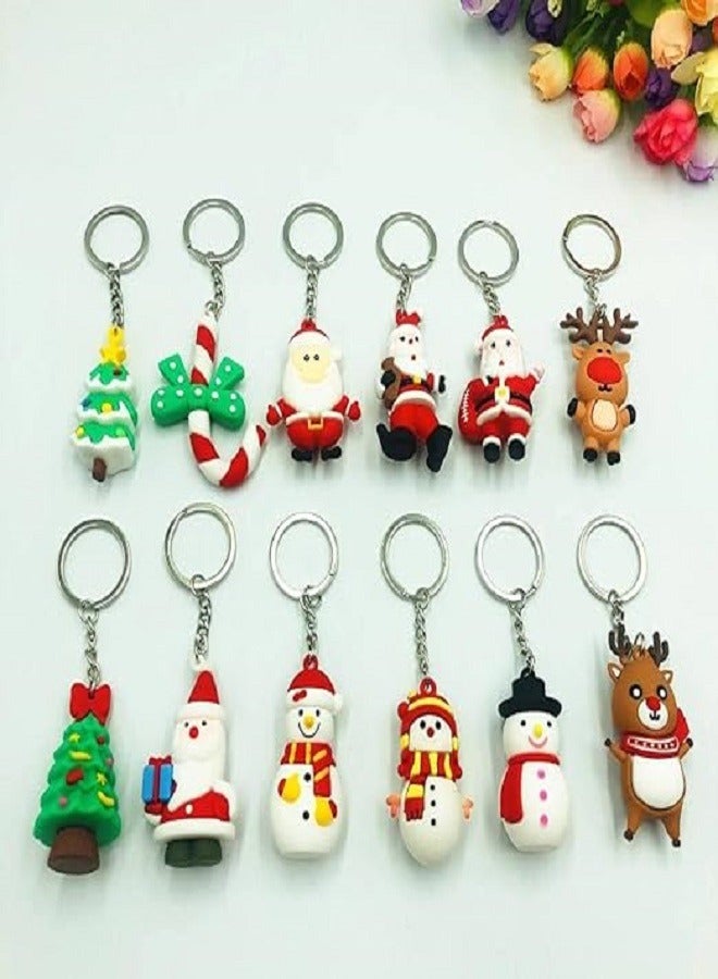 Christmas Keychains -  Christmas Gifts , Different Shapes Christmas's  Keychain, Christmas Decoration Items,  12 pcs - Image 1