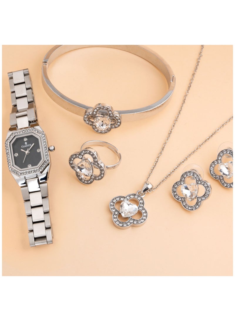 Clasico ✨ Women’s Premium Watch & Artificial Jewelry Gift Set – Watch, Necklace, Earrings, Ring & Bracelet ✨ - Image 2