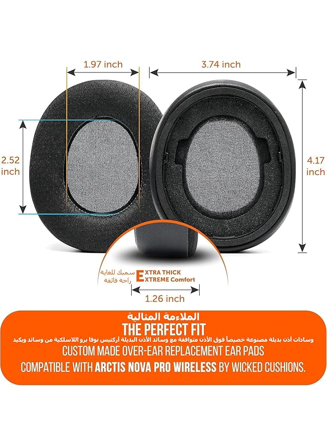 erorex Freeze Nova Pro Wireless，Hybrid Fabric Cooling Gel Replacement Earpads For Steelseries Arctis Nova Pro Wireless By Wicked Cushions Improved Durability Thickness，Sound Isolation，Black - Image 2