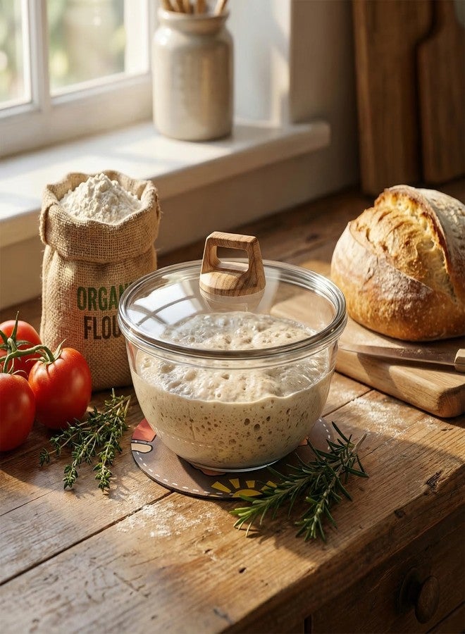 SCLWSS 3.2 QT Glass Sourdough Bread Proofing Bowl with Lid, Large Dough Rising Bowl for Bread Baking,Clear Mixing Bowl with Cover, Kitchen Fermentation Container for Starter, Storage & Gift - Image 3