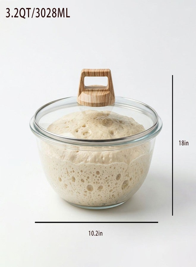 SCLWSS 3.2 QT Glass Sourdough Bread Proofing Bowl with Lid, Large Dough Rising Bowl for Bread Baking,Clear Mixing Bowl with Cover, Kitchen Fermentation Container for Starter, Storage & Gift - Image 2
