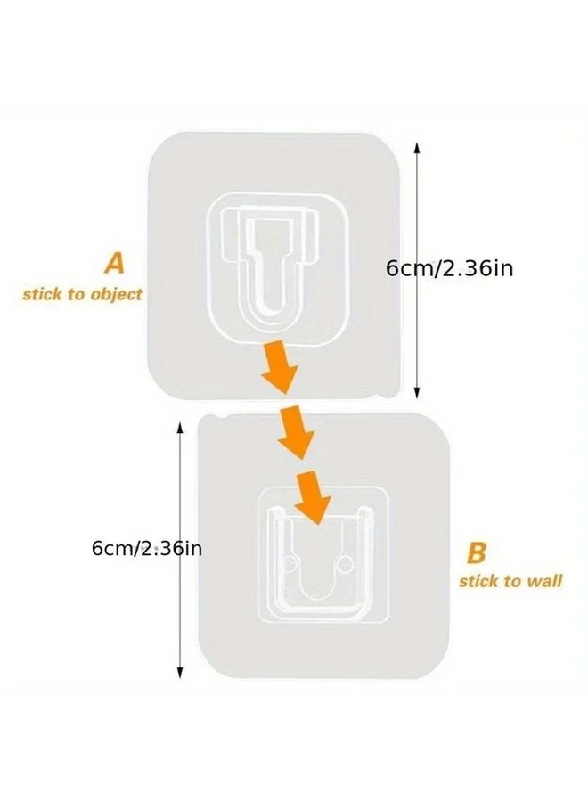 20pcs Clear Acrylic Dual Sided Adhesive Wall Hooks Adjustable Suction Cup Mount - Image 4