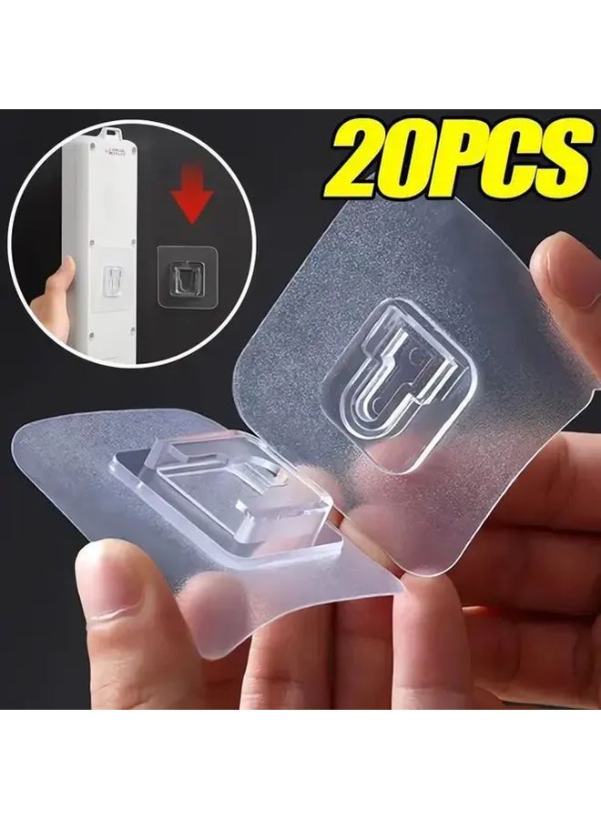 20pcs Clear Acrylic Dual Sided Adhesive Wall Hooks Adjustable Suction Cup Mount - Image 3