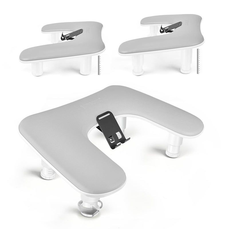 JODSONE Gray U Shaped Arm Rest for Nails Tech with Rotating Built-In Phone Holder and Adjustable Nail Arm Rest Detachable Manicure Hand Rest for Salon Design - Image 1