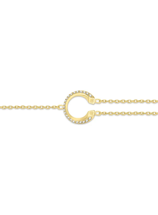 شيروتي 1881 Alessia Gold Plated Stainless Steel Crystal Embellished 'C' Charm Bracelet for Women
