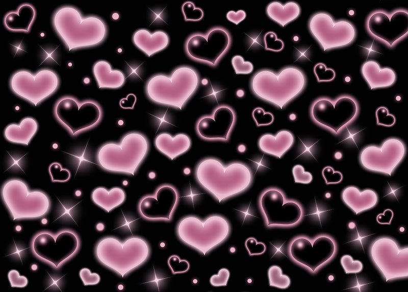Alltten 7x5FT Pink and Black Hearts Backdrop 2000s Backdrop Valentines Backdrops for Photoshoot Brithday Wedding 90s Old School Party Decoration for Girls F239 - Image 1