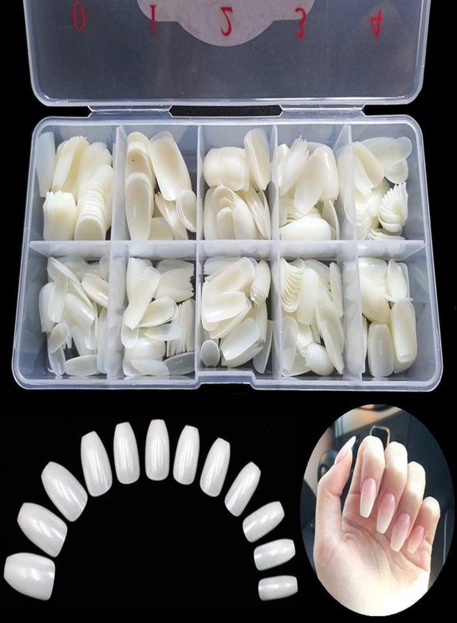 BELICIA 100 pcs Short Coffin Nails Ballerina Nail Tips Full Cover Gel False Nails 10 Sizes (Natural) - Image 2
