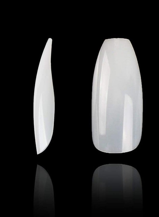 BELICIA 100 pcs Short Coffin Nails Ballerina Nail Tips Full Cover Gel False Nails 10 Sizes (Natural) - Image 4