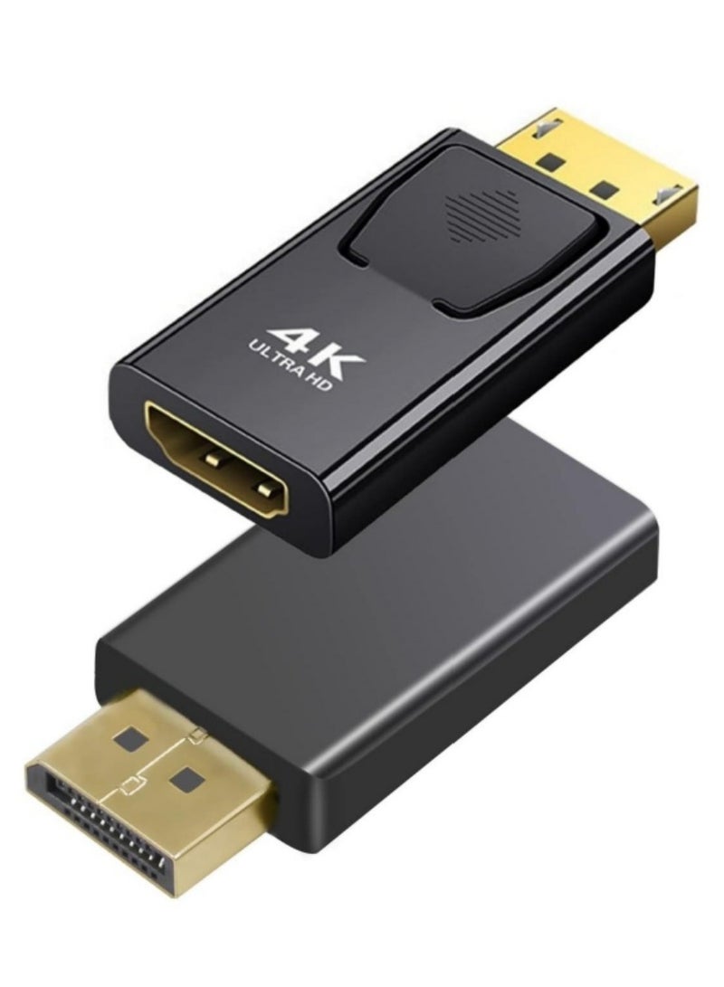 4K DisplayPort to HDMI Adapter, 2 Pack Uni-Directional DP PC to HDMI Monitor Converter, 4K Ultra HD DP Display Port to HDMI Adapter(Male to Female), Compatible for Lenovo Dell HP and Other Brand  - Image 1