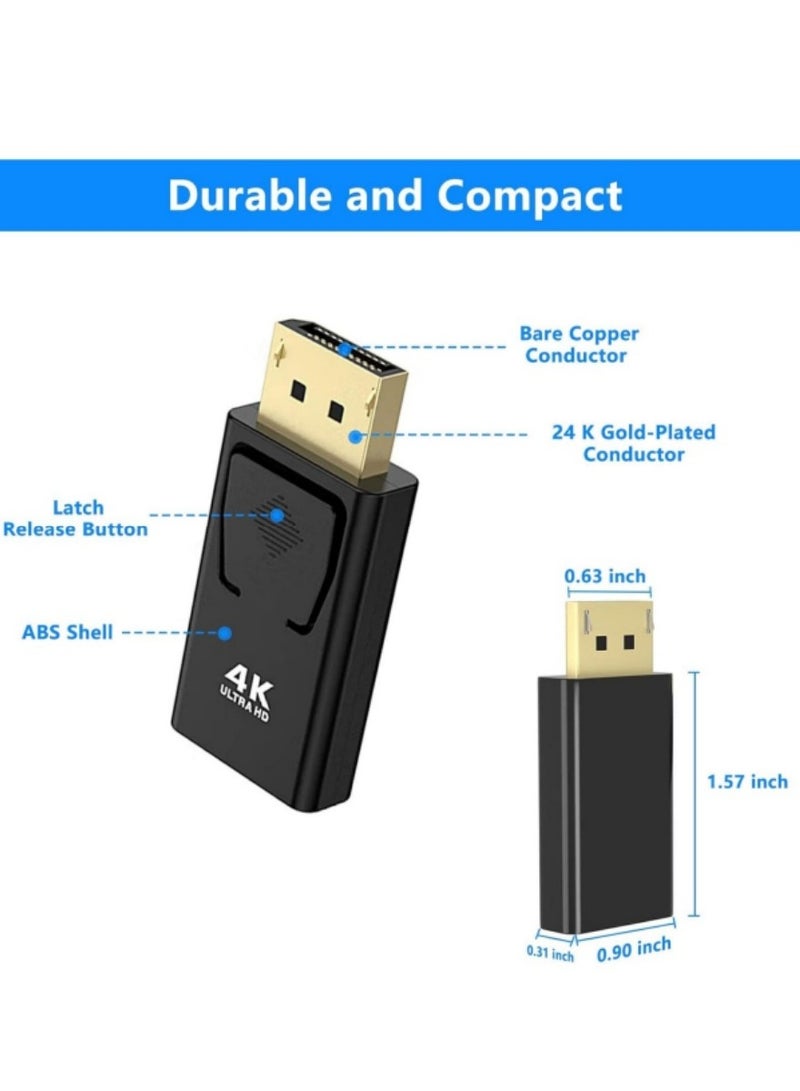 4K DisplayPort to HDMI Adapter, 2 Pack Uni-Directional DP PC to HDMI Monitor Converter, 4K Ultra HD DP Display Port to HDMI Adapter(Male to Female), Compatible for Lenovo Dell HP and Other Brand  - Image 4