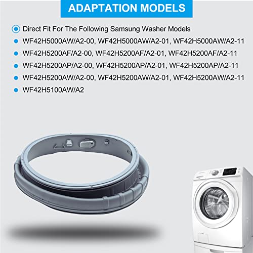 FHRHRY DC97-18094B Washer Door Boot Seal Gasket Diaphragm for Samsung Washing Machine WF42H5000AW/A2 WF42H5100AW/A2 WF42H5200AF/A2 WF42H5200AP/A2 WF42H5200AW/A2 Replace PS9606239 AP5917067 EAP9606239 4000547 - Image 2