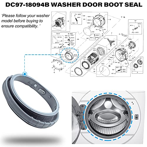 FHRHRY DC97-18094B Washer Door Boot Seal Gasket Diaphragm for Samsung Washing Machine WF42H5000AW/A2 WF42H5100AW/A2 WF42H5200AF/A2 WF42H5200AP/A2 WF42H5200AW/A2 Replace PS9606239 AP5917067 EAP9606239 4000547 - Image 4