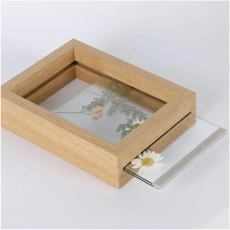 Dried flowers and leaves specimen frame wooden frame with real glass frame wedding photo frame desktop photo decoration - Image 5